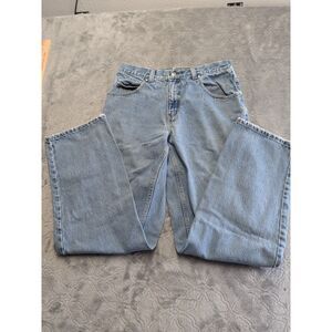 Vintage Anchor Blue Jeans Mens 32x34 Light Wash Baggy Wide Leg Denim Y2K Skater